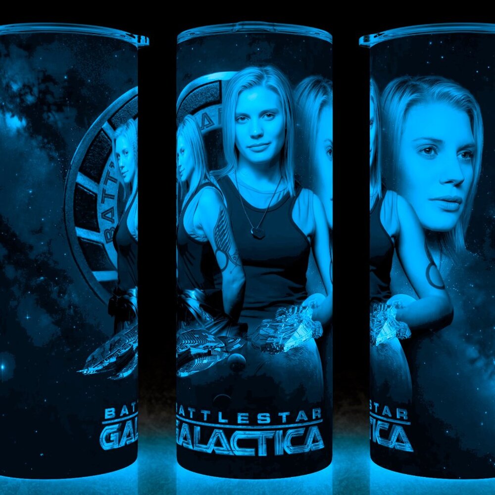 Glow in the Dark Battlestar Galactica Starbuck SciFi Cup Mug Tumbler